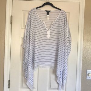 WHBM blue and white striped kimono blouse